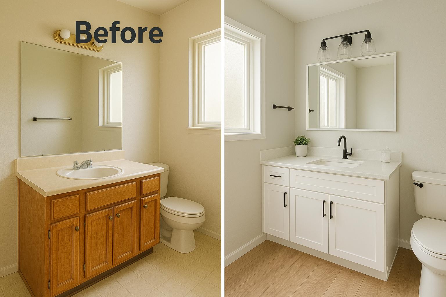 Bathroom Transformation - From Oak to White Modern